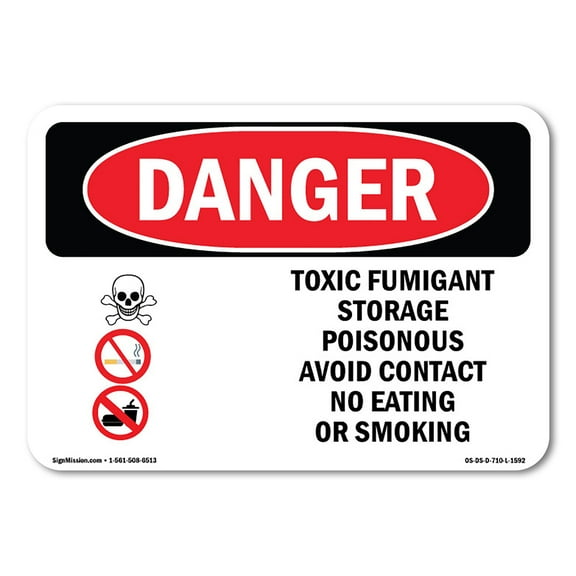 OSHA Danger Sign - Toxic Fumigant Storage Poisonous | Plastic Sign | Protect Your Business, Construction Site, Warehouse & Shop Area |  Made in The USA