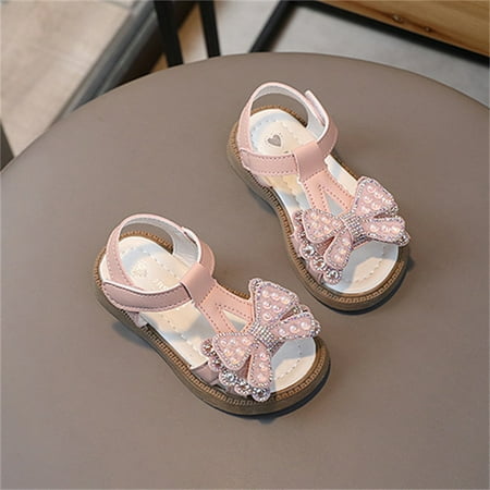 

Gubotare Summer Sandals for Baby Girl oddler Girls Sandals Summer Open Toe Flats Shoes Glitter Dress Sandals for Little Kid (Pink 3)