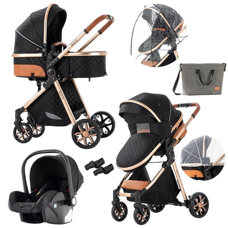 Baby 3-In-1 Luxury Stroller and Car Seat for Newborn to Toddler Support One Key Folding