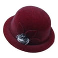 thumbnail image 2 of dianhelloya Warm hat LadyWinter Hat Elegant Solid Color Windproof Flower Embellished Ultra-Thick Keep Warm Comfortable Autumn Winter Imitation Fur Hat Basin Caps for Lady Purplish Red, 2 of 8