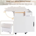 thumbnail image 5 of Kitchen Island with Trash Can Storage Cabinet, Kitchen Cart with Drop Leaf, Spice Rack, Towel Rack and Drawer, Rolling Kitchen Island on Wheels with Adjustable Shelf, White Oak, 5 of 9