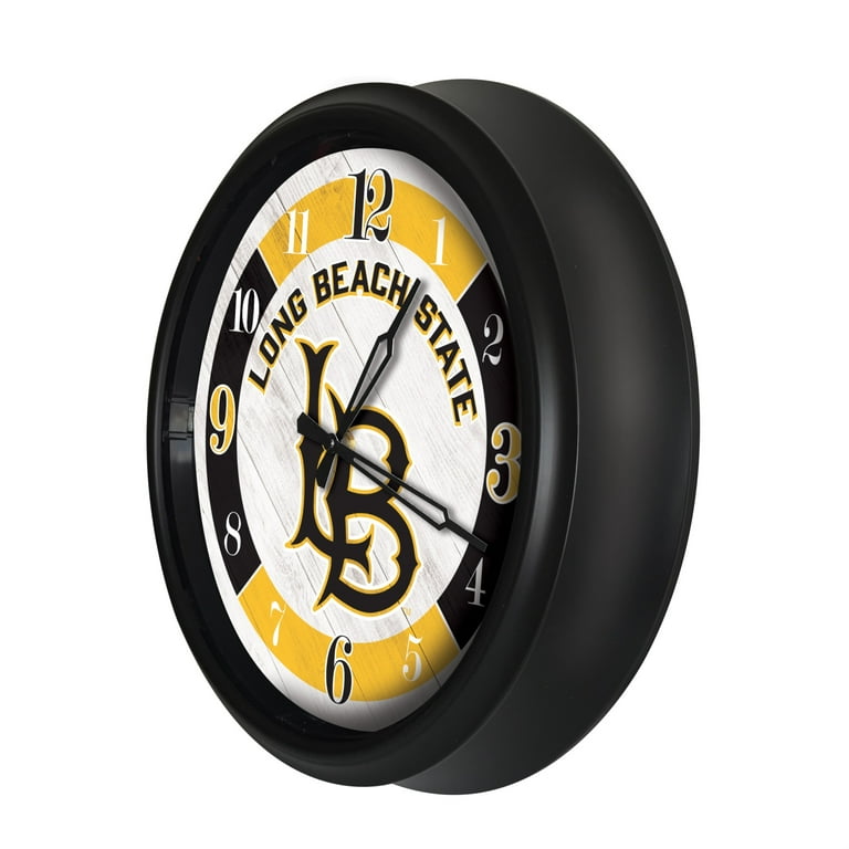 Holland Bar Stool Co. Long Beach State University LED Wall Clock - Indoor/Outdoor, Battery Powered, 14"
