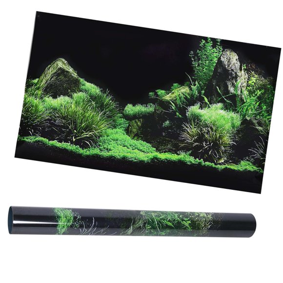 Aquarium Background Sticker, PVC Self Adhesive Aquarium Background Seafloor Water Grass Painting Aquarium Fish Tank Background Decoration for Household Office