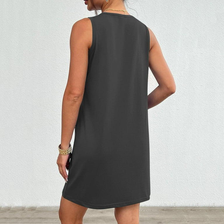 Womens Sleeveless Mini Tank Dress Casual Workout Sport Tennis Athletic With  2 Pockets Dress Long Sleeve Casual Dress Comfy Summer Dresses Ladies Dress  Summer Long Dress for Women Casual Fit An Flare -