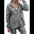 thumbnail image 3 of Impermeables para Mujer, Impermeables, Resistentes Al Viento, Ajustables, con Capucha y Bolsillos. Gris XL, 3 of 9