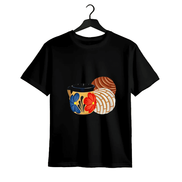 1piece T-Shirt Suitable for Men And Women Women'S Round Neck Short Sleeve T-Shirt with Coffee And Bread Pattern Suitable for Father'S And Mother'S Day, All Festival