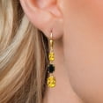 thumbnail image 3 of Gem Stone King 18K Yellow Gold Plated Silver Yellow Citrine 3 Stone Dangle Earrings for Women (4.90 Cttw, Gemstone November Birthstone, Oval 8X6MM, 7X5MM and 6X4MM), 3 of 6