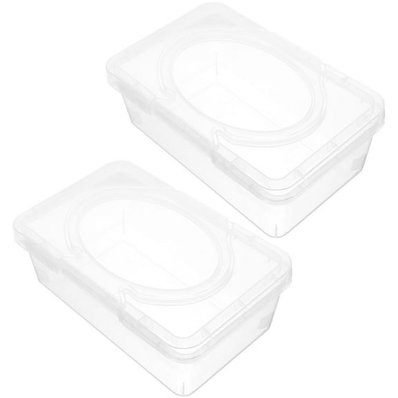 Masteelf 2 Pcs Weighted Wipes Dispenser Refillable Tissue Container Baby Transparent