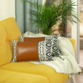 thumbnail image 3 of Mike&Co New York Decorative Vegan Faux Leather Throw Pillows Set of 2 Brown 12x20, 3 of 6