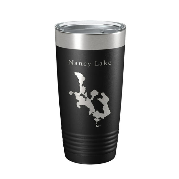 Nancy Lake Map Tumbler Travel Mug Insulated Laser Engraved Coffee Cup Alaska 20 oz Black