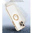 thumbnail image 5 of Compatible with iPhone 13 Pro Max Case for Women Girls, Luxury Gold Electroplate Plating Frame Edge Round Hollow Back Case with Full Camera Len Soft TPU Cover Girly Slim Sleek Cute Case Black, 5 of 13