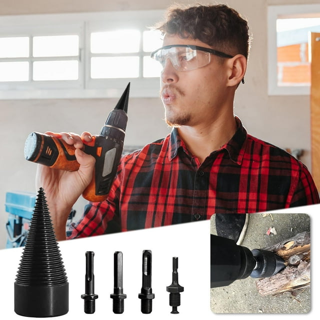 Xihbxyly Juego de Brocas para Leña, Acero con Alto Contenido de Carbono, Corte Duradero y Eficiente, 4 Variantes de Mango, Corte Fácil de Leña, Uso Doméstico y Exterior, Larga Duración, Juego de 5 Pi