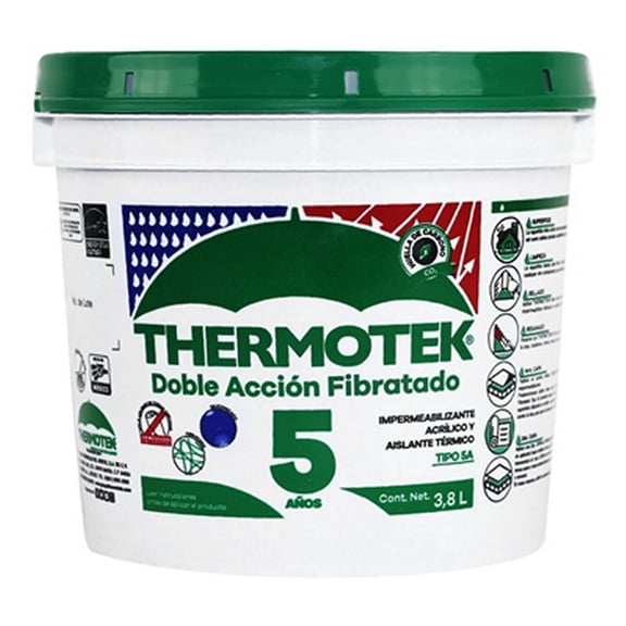 impermeabilizante acrílico doble acción fibratado 5 años terracota 3.8 l