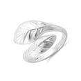 thumbnail image 2 of 925 Sterling Silver Oxidized Platinum Plated Magnolia Leaf Women Mother's Day Gift Ring, 2 of 4