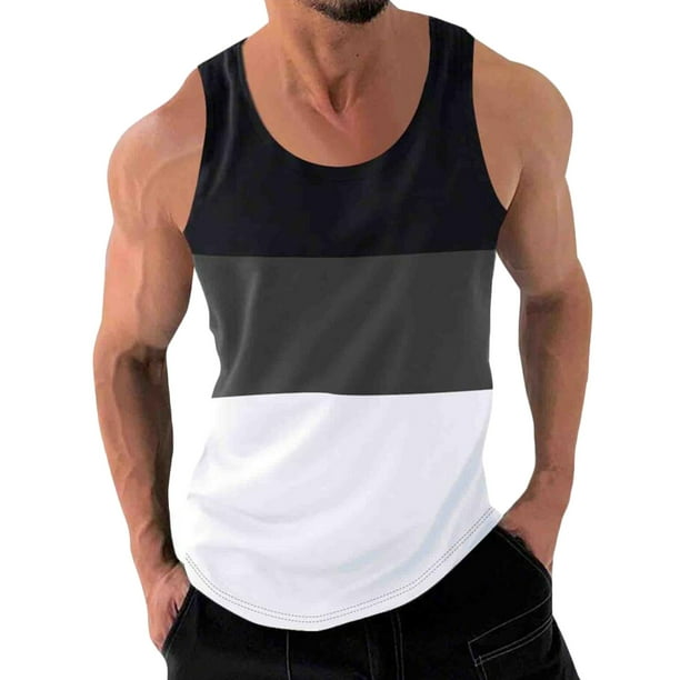 Hombres Casual Moda Patchwork Suéter Cuello Redondo Tanque Deportivo