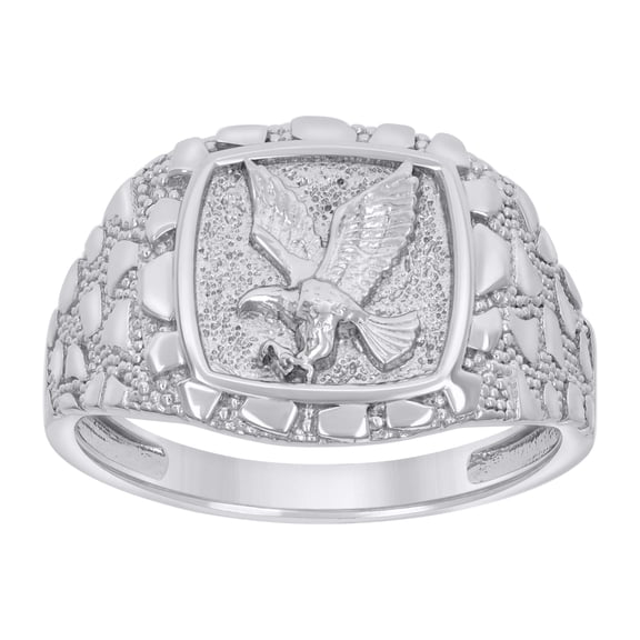 925 Sterling Silver Mens Nugget Eagle Bird Patriotism Symbol Ring Size 9