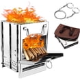 thumbnail image 1 of Estufa de leña portátil plegable de acero inoxidable para acampar con bolsa de almacenamiento para barbacoa, senderismo, viajes, picnic esquí esquí Gafas de esquí, 1 of 4