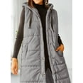 thumbnail image 4 of Women's Hooded Quilted Puffer Vest - Long Sleeveless Winter Jacket with Button Front & Pockets, 4 of 7