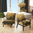 thumbnail image 1 of Designart "Abstract Fluidity Brown Black Composition" Brown Abstract Fluidity Upholstered Accent Chair - Modern Arm Chair For Bedroom, 1 of 7