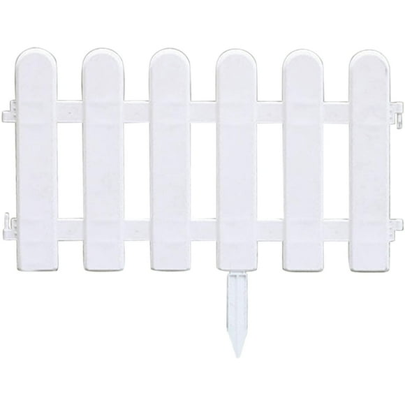Garden Edging Decorative Border, Plastic White Picket Fence, Grass Lawn Flower Beds Plant Borders, Landscape Path Panels, Lightweight and Easy Installation