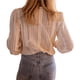 thumbnail image 3 of Blusas de Larga para Mujer, con Encaje Festoneado y Ojales, Cuello en V, Informales, Holgadas, A . Albaricoque S, 3 of 9