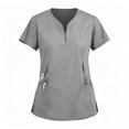 thumbnail image 6 of pstuiky Scrubs for Women, Women's Short Sleeve Round Neck Scrub Set Solid Color Nurse Uniform with Pants Casual Workwear for Nurses Work, Daily Wear and Home, Gray XXL, 6 of 7