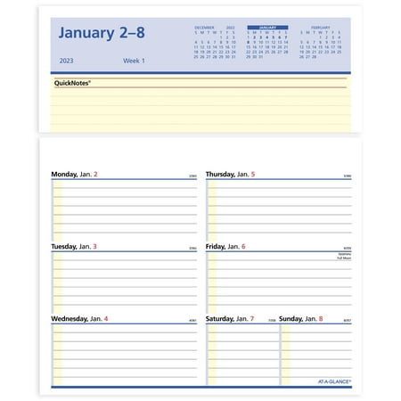 UPC: 0038576809239 | AT-A-GLANCE Flip-A-Week 2023 Weekly Refill with QuickNotes Small 6 x 7 – Desk