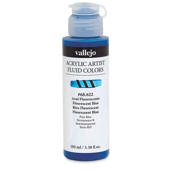 Vallejo Fluid Acrylic - Fluorescent Blue, 100 ml