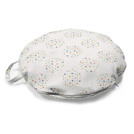 

Hearts Round Floor Cushion with Handle Repetitive Cutsy Love Romance Valentines Design in Circles on Muted Tone Background Pillow for Living Room & Dorms 18 Round Multicolor by Ambesonne