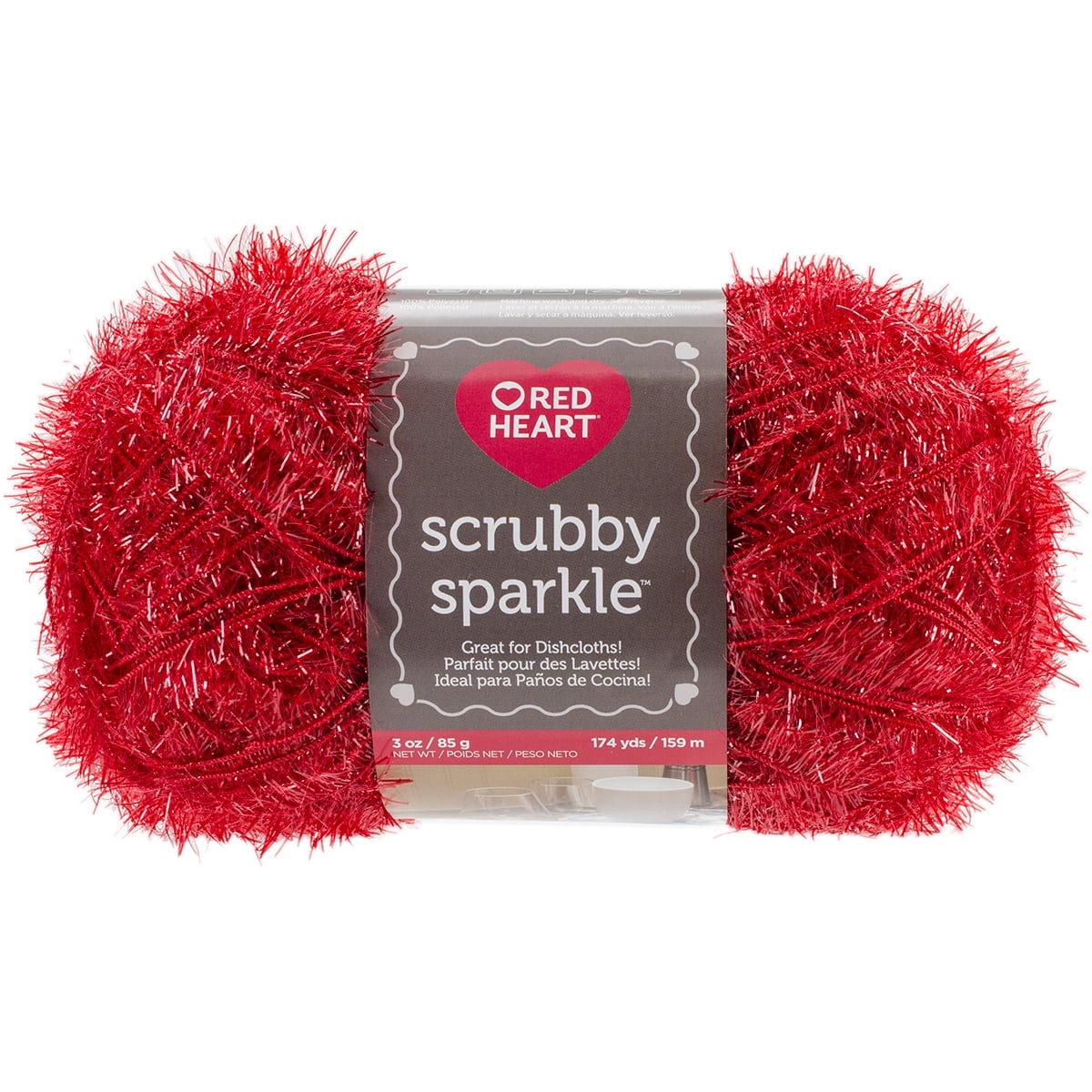 Red Heart Scrubby Sparkle Medium 100% Polyester Icepop Yarn, 174 yd 