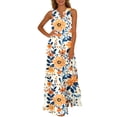 thumbnail image 2 of Nuoqisi Womens Summer Maxi Dress 2026 Casual V Neck Floral Sleeveless Sun Dress Trendy Beach Vacation Long Flowy Dresses, 2 of 8