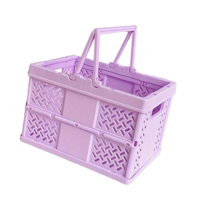 Almencla Storage Crate Foldable Basket Milk Crate for Camping Spring Outing Household Purple