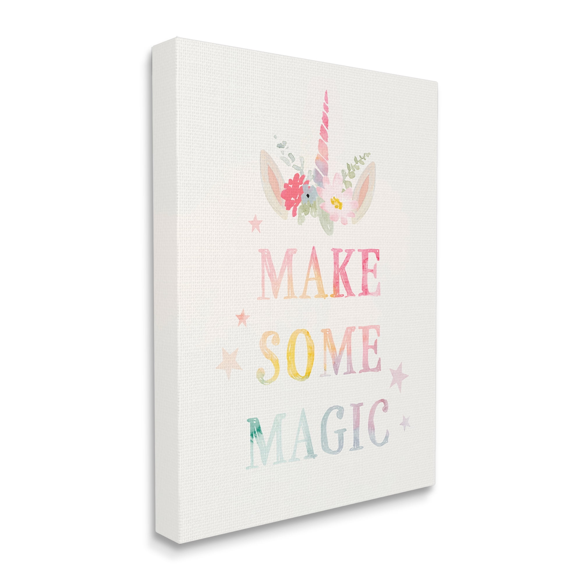 Stupell Industries Make Some Magic Unicorn Horn Flower Blossoms Graphic Art Gallery Wrapped Canvas Print Wall Art, Design by Victoria Barnes