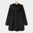 thumbnail image 5 of Women's Loose Button Plush Hooded Solid Color Long-Sleeved Mid-Length Coat for Fall and Winter, Comfort Fit, Winter Clothes for Women,Black,L, 5 of 5