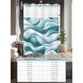 thumbnail image 6 of No Hook Cloth Fabric Shower Curtain with Snap in Liner, Geometric Stripes Waterproof Shower Curtains Set with See Through Top Window, Ombre Teal White Sea Waves Bath Curtains Shower 36"x72", 6 of 6
