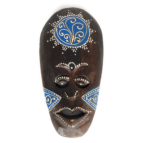 Tribal Tiki Mask 8" Blue - Tattoo Primitive Art | #wib370220b