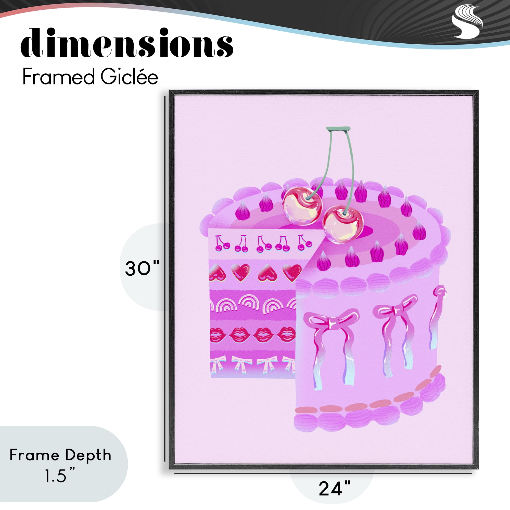 Stupell Industries Pastel Cherry Layered Cake Black Framed Giclee Art, design by Ziwei Li