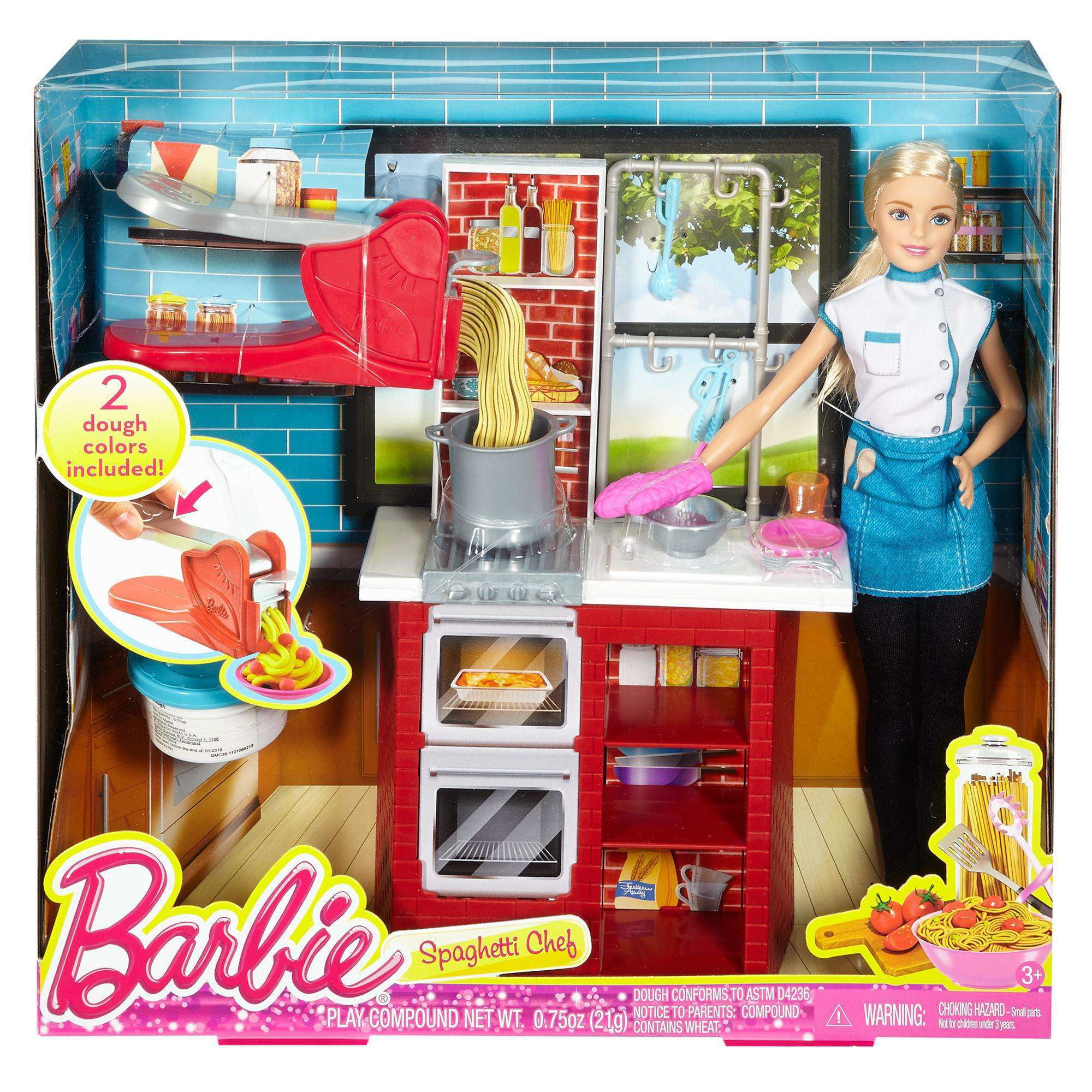 barbie spaghetti chef doll & playset