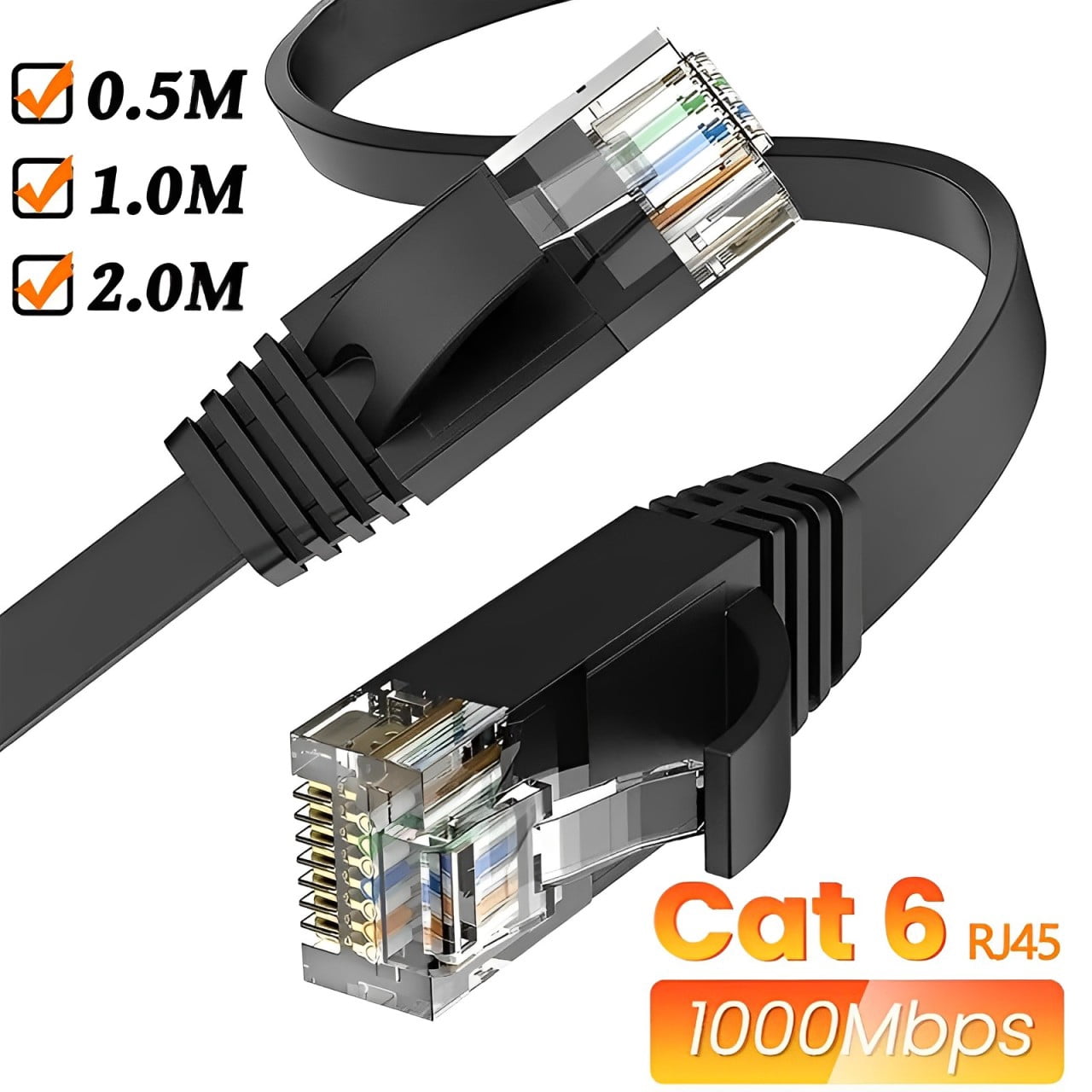 Cat 6 Ethernet Cableh Flat Hig Speed 1000Mbps Internet Cables Network Cord CAT6 RJ45 Shielded Indoor Cables for PC