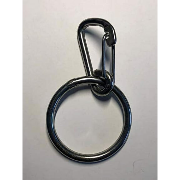 Stainless Steel 316 Spring Hook Carabiner with Round Ring 1/4" (6mm) Marine Grade Safety Clip