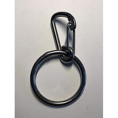 Stainless Steel 316 Spring Hook Carabiner with Round Ring 1/4 (6mm) Marine Grade Safety Clip