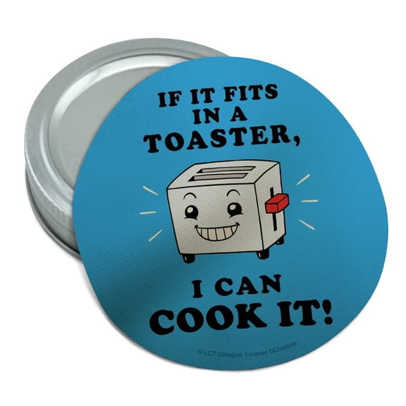 If it Fits in a Toaster I Can Cook it Funny Humor Round Rubber Non-Slip Jar Gripper Lid Opener