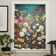 thumbnail image 4 of Spring Floral Semi Sheer Curtains Drapes for Living Room,Bedroom,French Doors Window 45 Inches Long,Colorful Daisy Summer Botanical Butterfly Rod Pocket Chiffon Curtain Drapery Voile Draperies Panel, 4 of 6