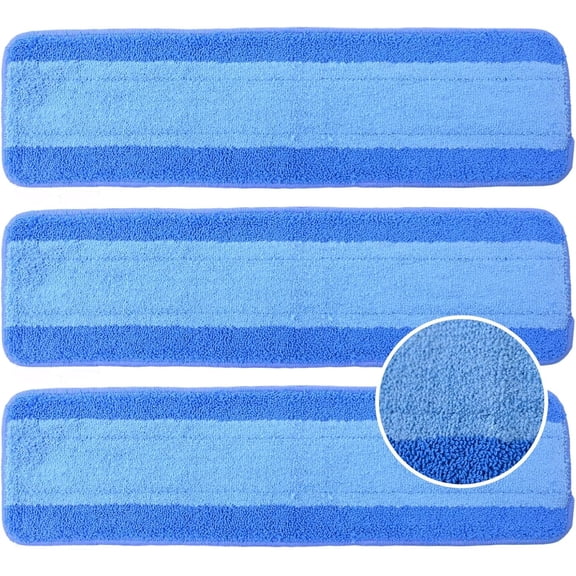 3 Pack Microfiber Cleaning Pads Compatible with Mop Spray Mop Replacement Pad 18 Inch, Machine Washable Reusable, Hardwood & Hard Surface Floors, Clean Hair & Dust