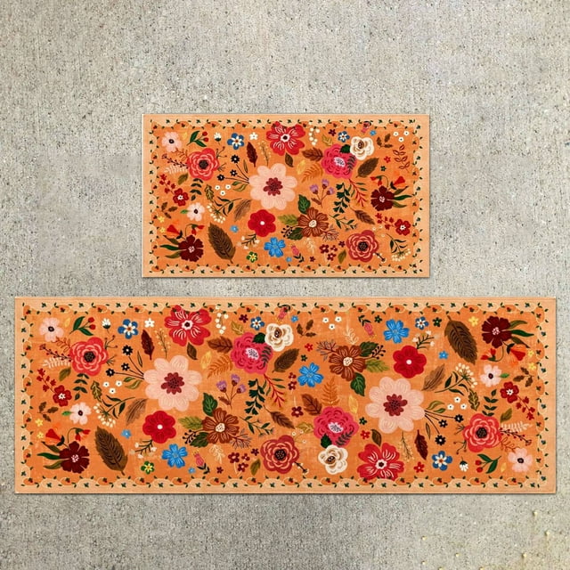 KER Retro Flowers Floormat Classic Flowers Design For Living Room Bedroom For Daily For Present