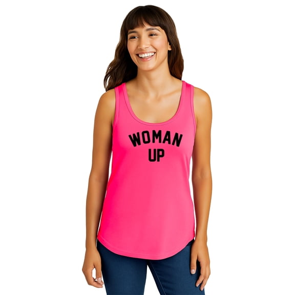 Woman Up Tank Top for Women and Teens Women Empowerment & Motivational Feminist Shirt Neon Pink Tank Top Small