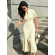 thumbnail image 2 of Vestido largo elegante plisado liso con dobladillo y retales para mujer, vestido elegante con cuello redondo y mangas cortas, bata con una botonadura, ropa de viaje para verano, 2 of 5