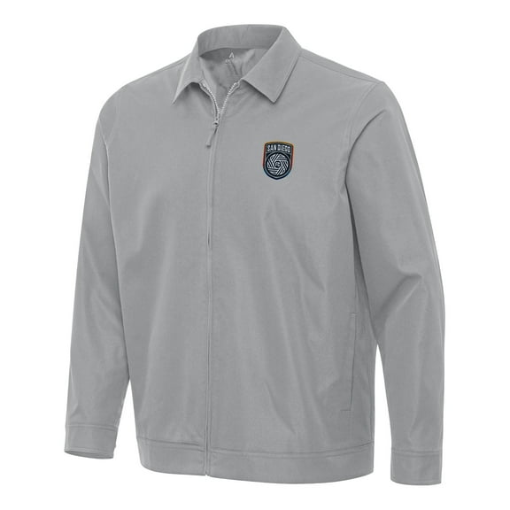 Men's Antigua Gray San Diego FC Pivot Full-Zip Jacket