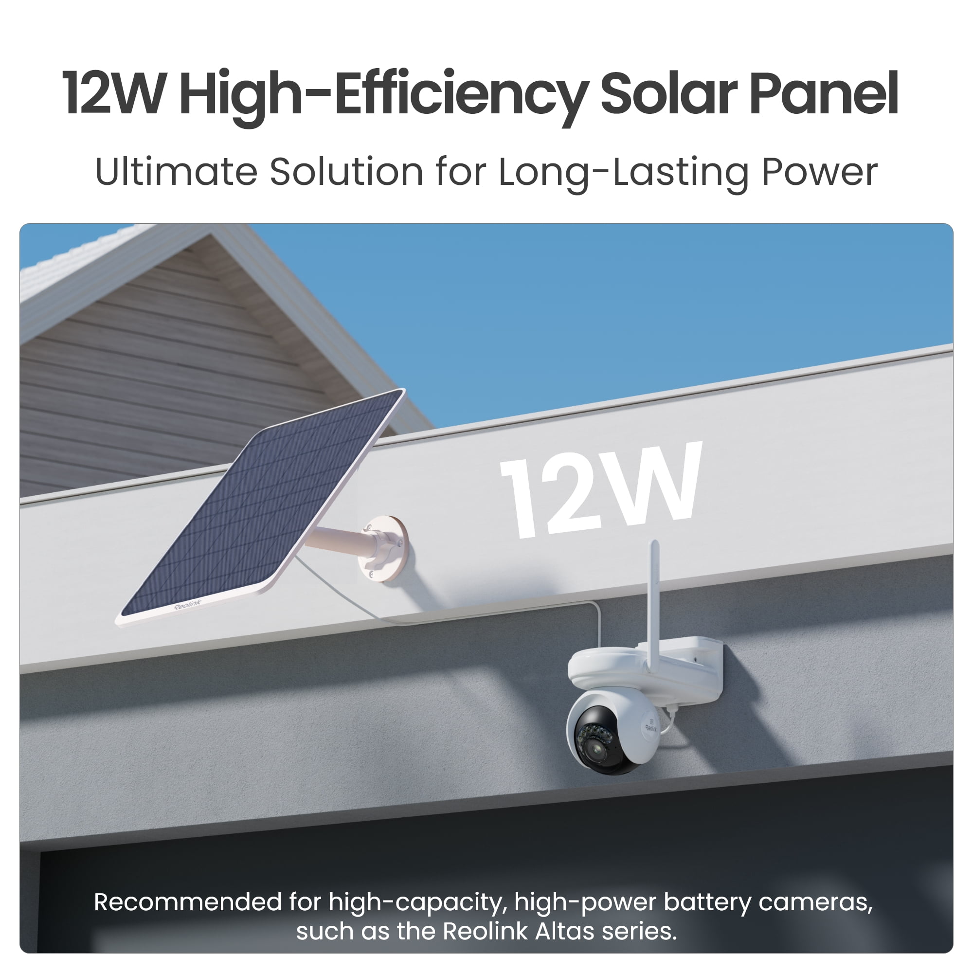 Reolink 12W Solar Panel 3 for Battery-Powered Security Camera, Dual-Lens IP Cameras, Home Hub System