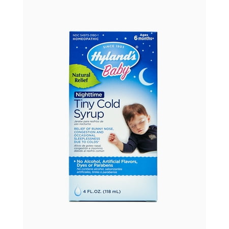 Hyland's Baby Nighttime Cold Syrup, Natural Relief of Runny Nose, Congestion, and Sleeplessness, 4